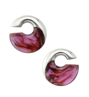 Purple Resin Streak White Brass Ear Weights