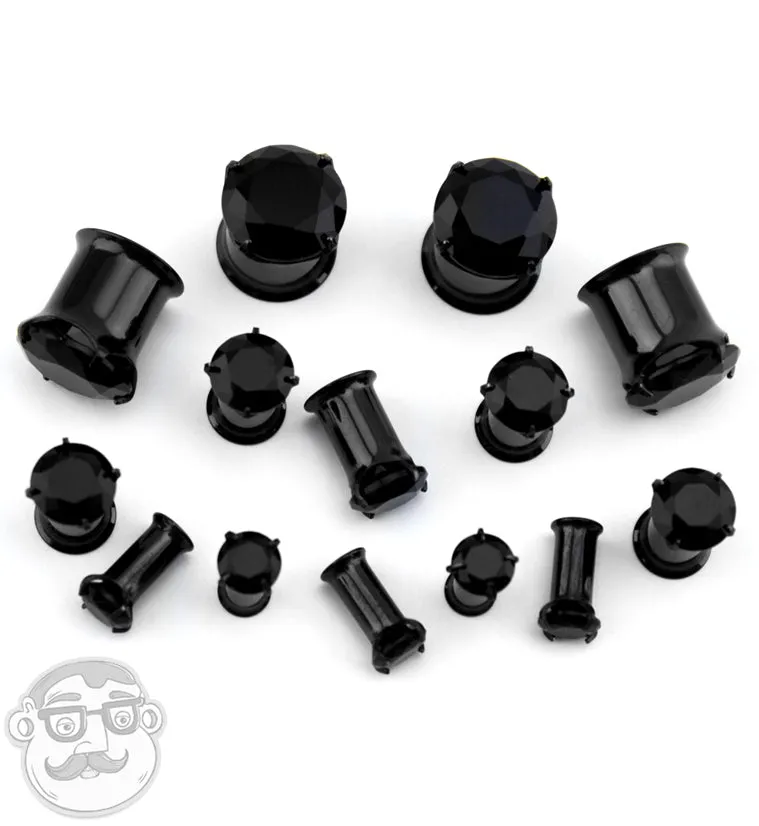 PVD Black CZ Steel Plugs