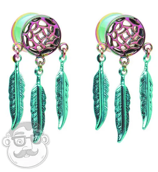 Rainbow Dreamcatcher Tunnel Plugs