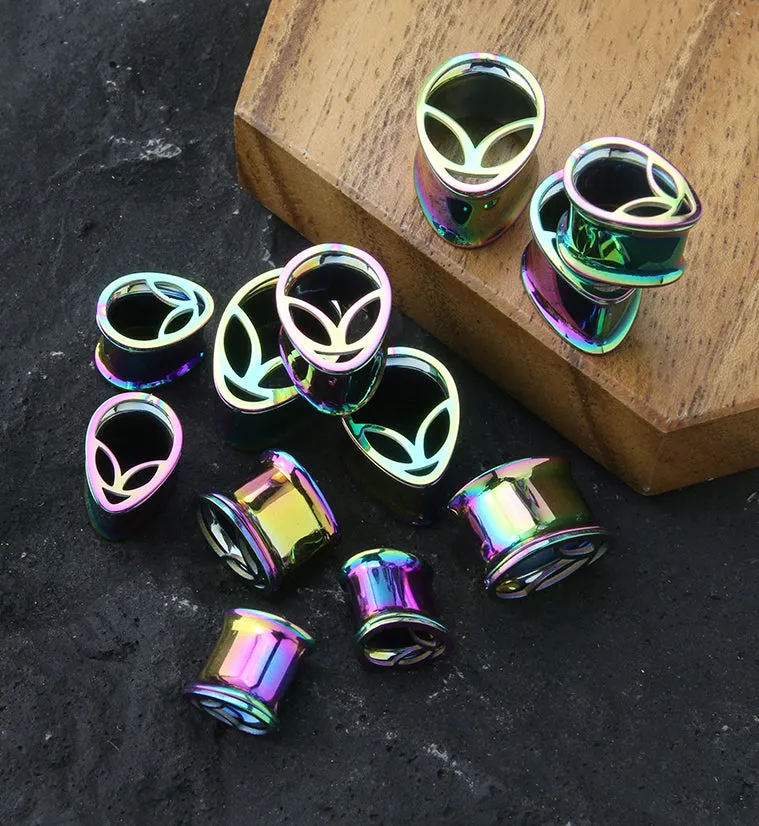 Rainbow PVD Alien Stainless Steel Teardrop Tunnels