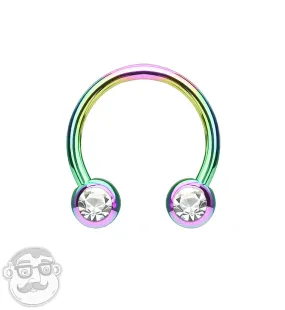 Rainbow PVD CZ Circular Barbell