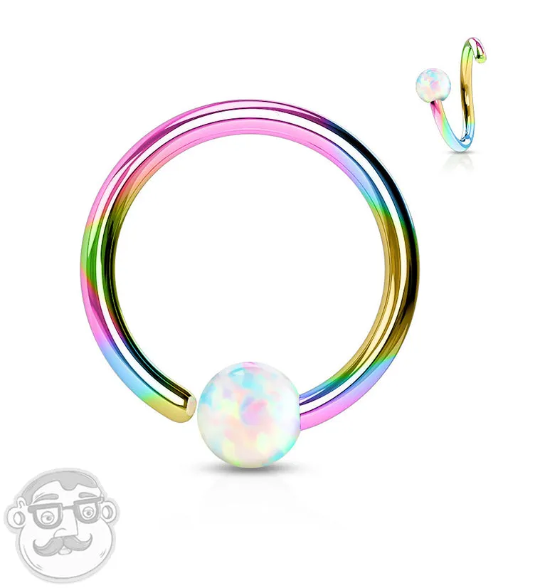 Rainbow PVD Opalite Fixed Captive Ring