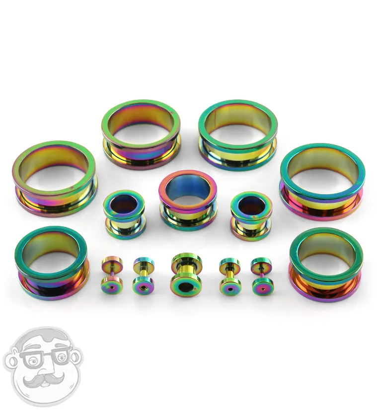 Rainbow Stainless Steel Screw on Tunnels