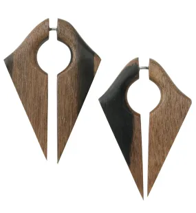 Ravine Areng Wood Fake Gauge Keyhole Earrings