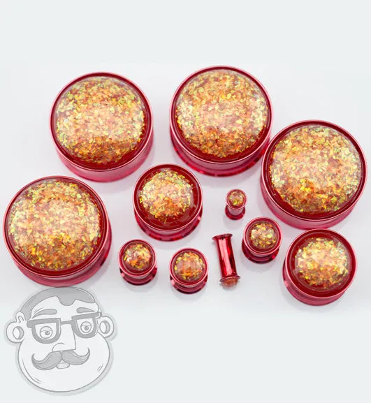 Red Opalite Flash PVD Stainless Steel Plugs