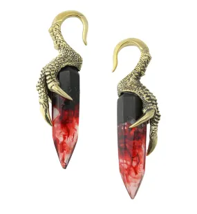 Red Resin Raven Claw Brass Ear Weights