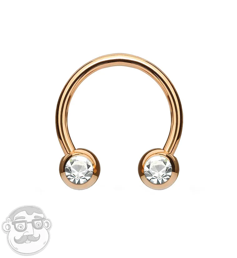 Rose Gold PVD CZ Circular Barbell