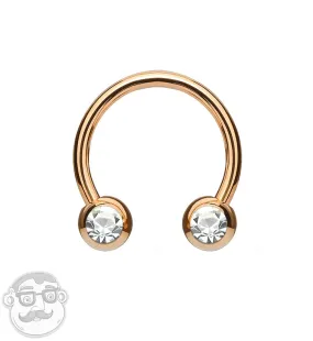 Rose Gold PVD CZ Circular Barbell