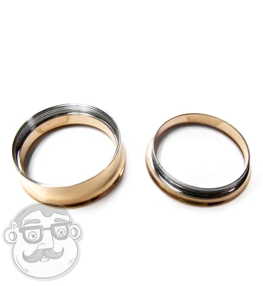 Rose Gold PVD Steel Internally Threaded Tunnel Plugs