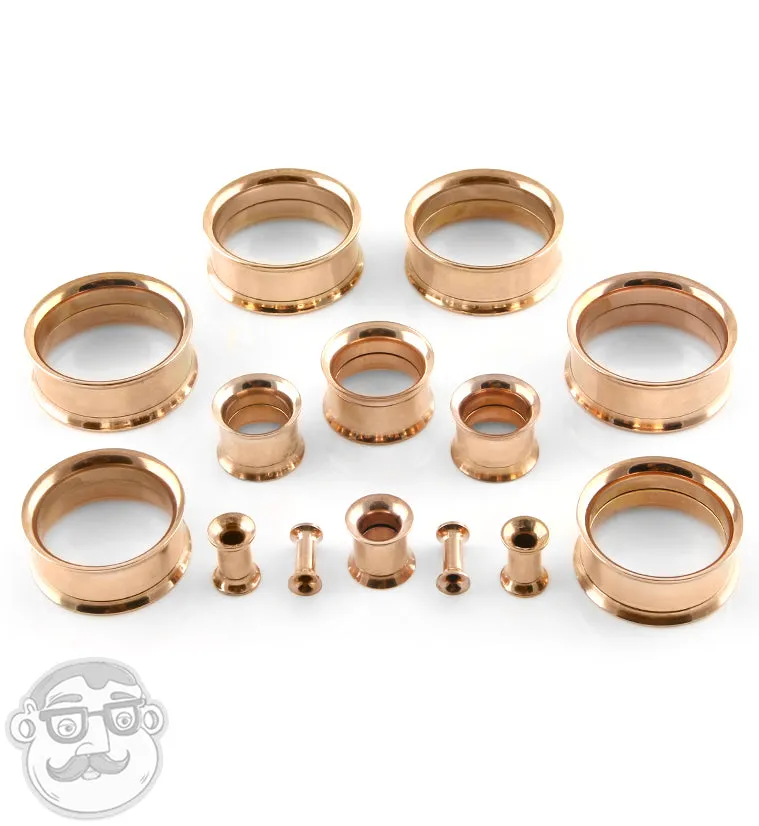 Rose Gold PVD Steel Internally Threaded Tunnel Plugs