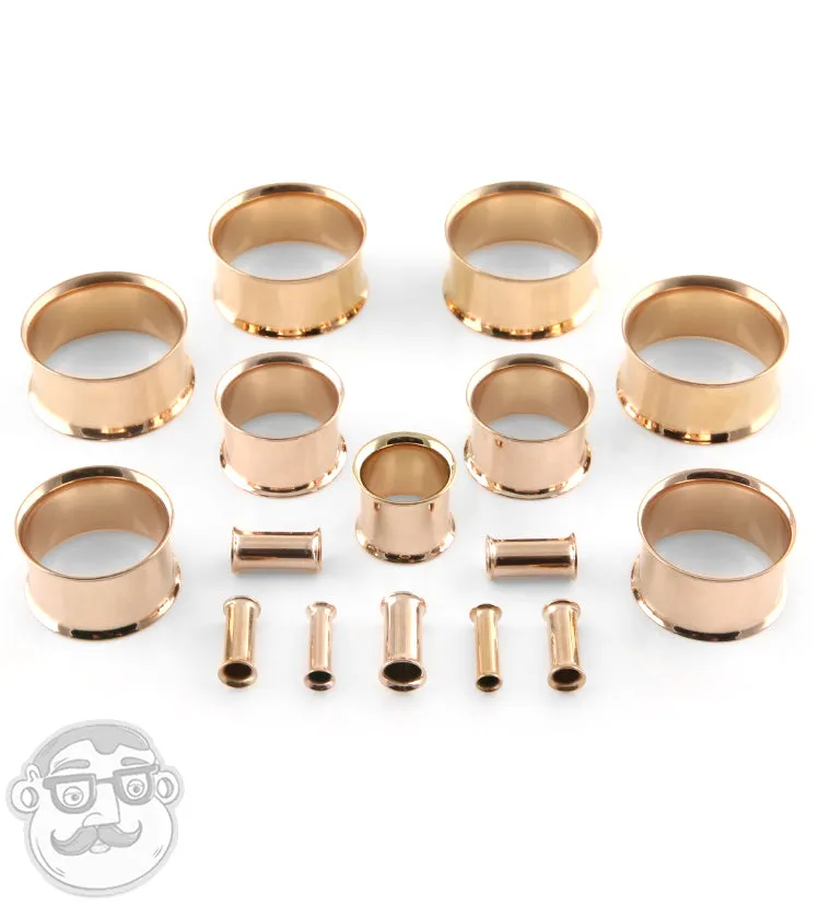 Rose Gold Stainless Steel Double Flare Tunnels