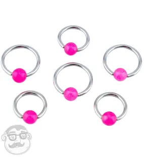 Rose Quartz Captive Ring Stainless Steel