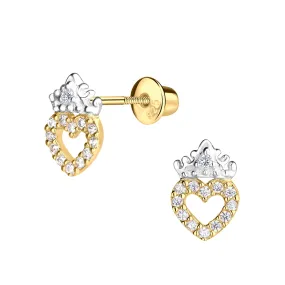 SALE! 14K Gold and Sterling Silver Princess Tiara Earrings