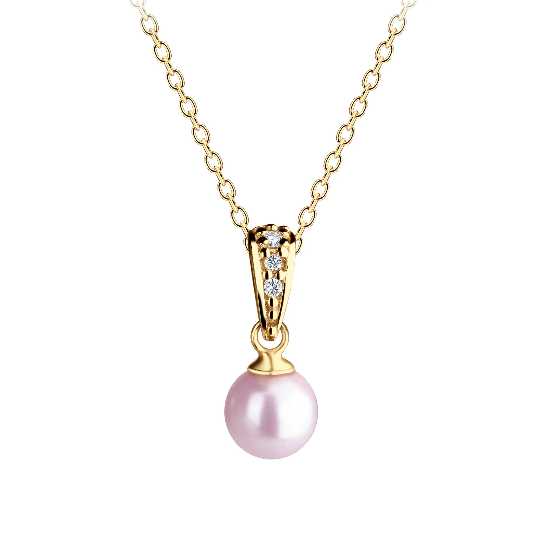 SALE! 14K Gold-Plated Children's Pink Pearl Necklace for Kids