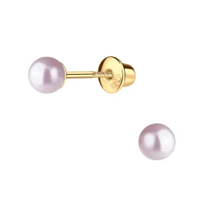 SALE! 14K Gold-Plated Pink Pearl Earrings for Infants and Kids