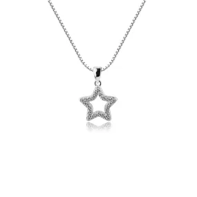 SALE! Children's Sterling Silver Hollow Star Necklace with CZ's