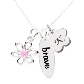 SALE!  Sterling Silver Design-Your-Own Custom Necklace with Daisy and Initial Charm for Little Girls