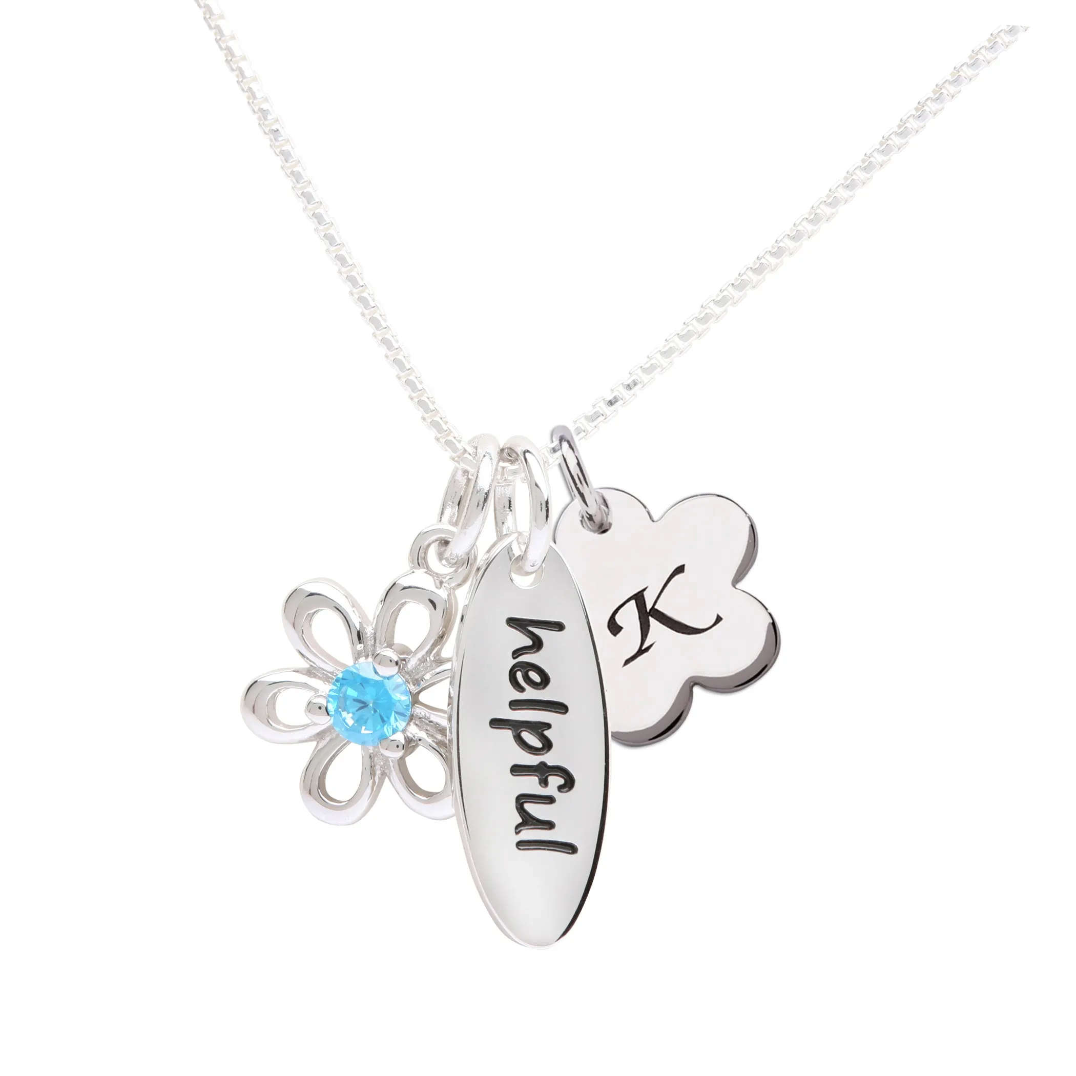 SALE!  Sterling Silver Design-Your-Own Custom Necklace with Daisy and Initial Charm for Little Girls