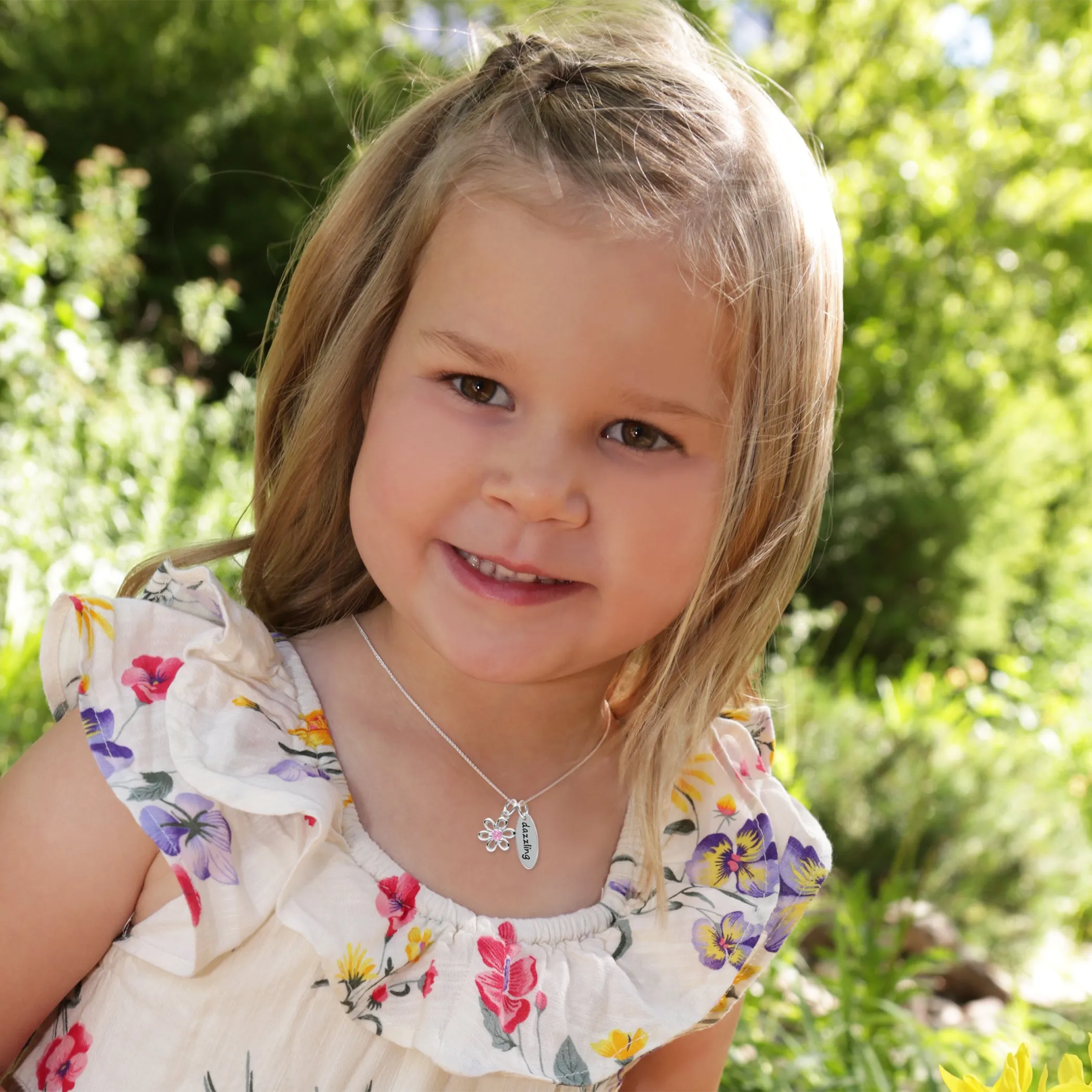 SALE!  Sterling Silver Design-Your-Own Custom Necklace with Daisy and Initial Charm for Little Girls