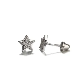 SALE! Sterling Silver Kid's Star CZ Screw-Back Earrings