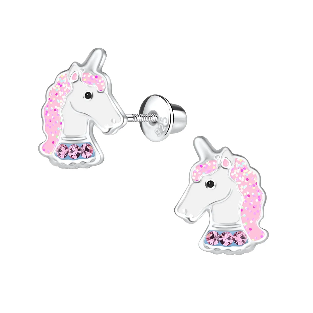 SALE! Sterling Silver Kid's Stardust Unicorn Screw Back Earrings
