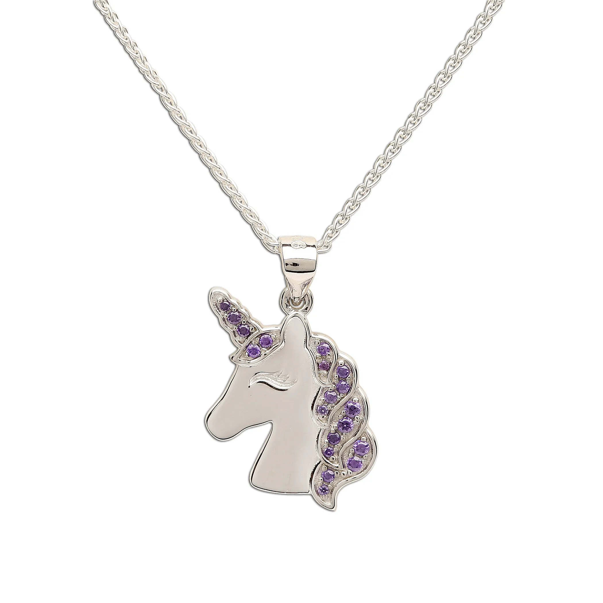 SALE! Sterling Silver Kids Unicorn Necklace-Lavender