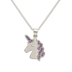 SALE! Sterling Silver Kids Unicorn Necklace-Lavender