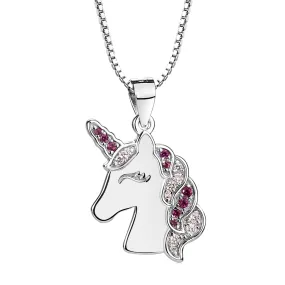 SALE! Sterling Silver Kids Unicorn Necklace-Pink
