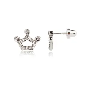 SALE! Sterling Silver Princess Tiara Crown Earrings with Screw Backs