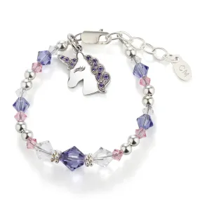 SALE! Unicorn (Lavender) - Sterling Silver Unicorn Bracelet for Little Girls
