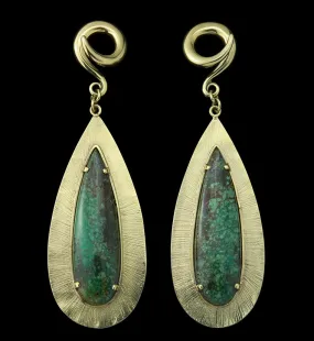 Score Chrysocolla Stone Brass Ear Weights