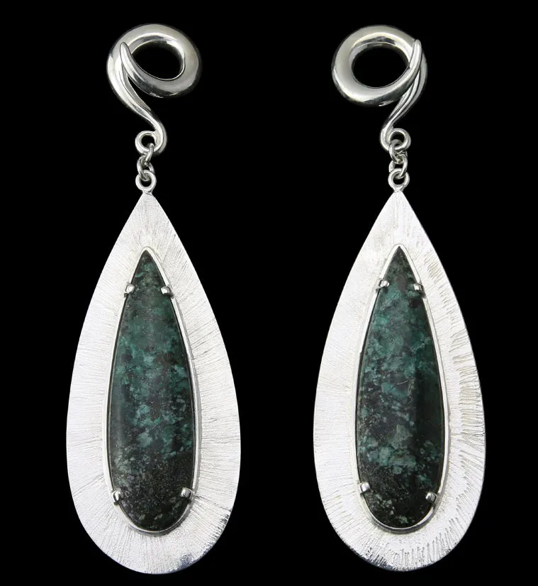 Score Chrysocolla Stone White Brass Ear Weights