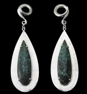 Score Chrysocolla Stone White Brass Ear Weights