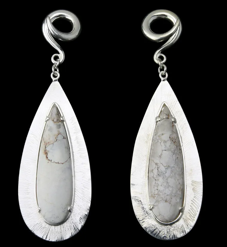 Score White Howlite Stone White Brass Ear Weights
