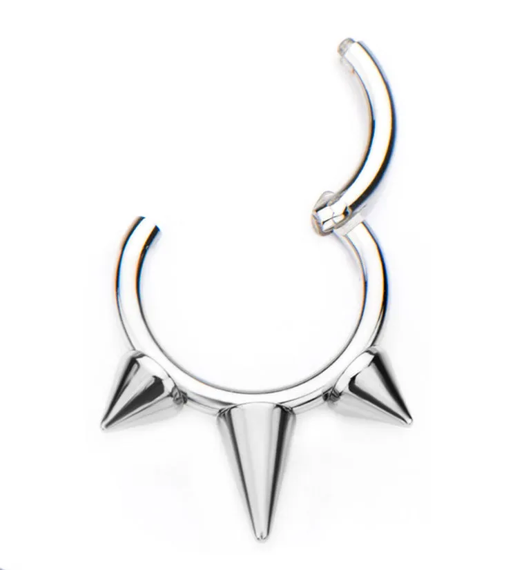 Silver Spiked Hinged Segment Ring