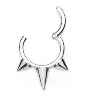 Silver Spiked Hinged Segment Ring