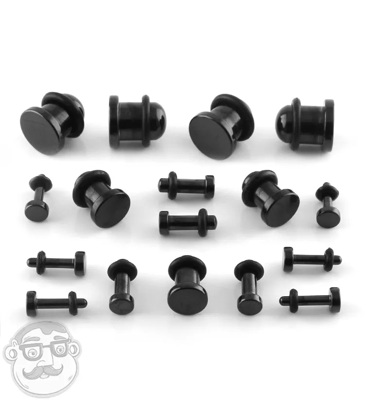 Simple Single Flare Black Steel Plugs