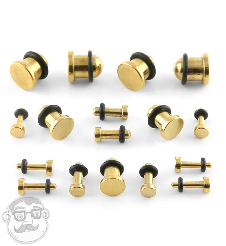 Simple Single Flare Gold Steel Plugs