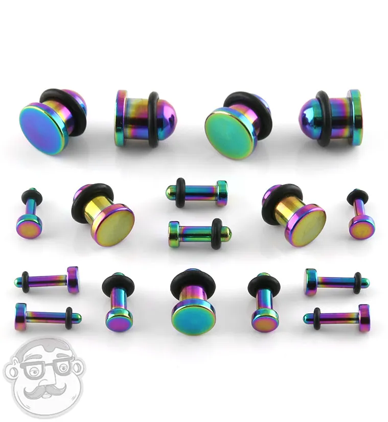 Simple Single Flare Rainbow Steel Plugs