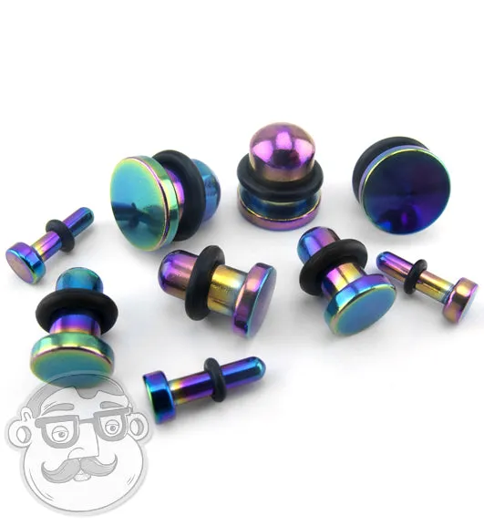 Simple Single Flare Rainbow Steel Plugs