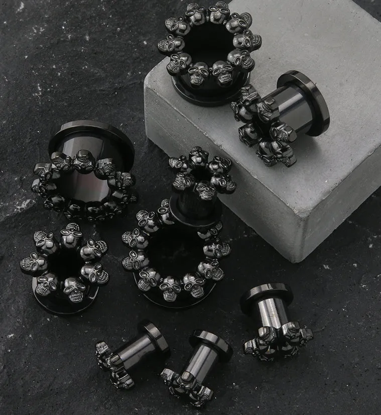 Skull Orbed Black PVD Stainless Steel Tunnel Plugs