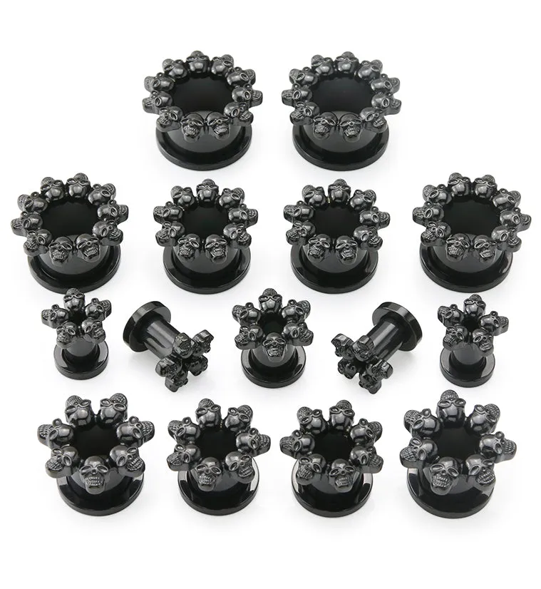 Skull Orbed Black PVD Stainless Steel Tunnel Plugs