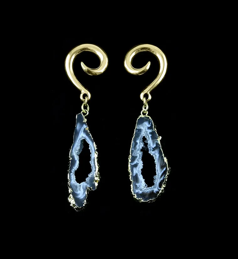 Slim Geode Slice Brass Hangers