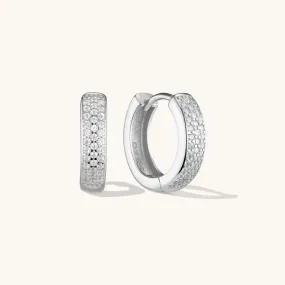 Small Bold Pave Hoops in Silver