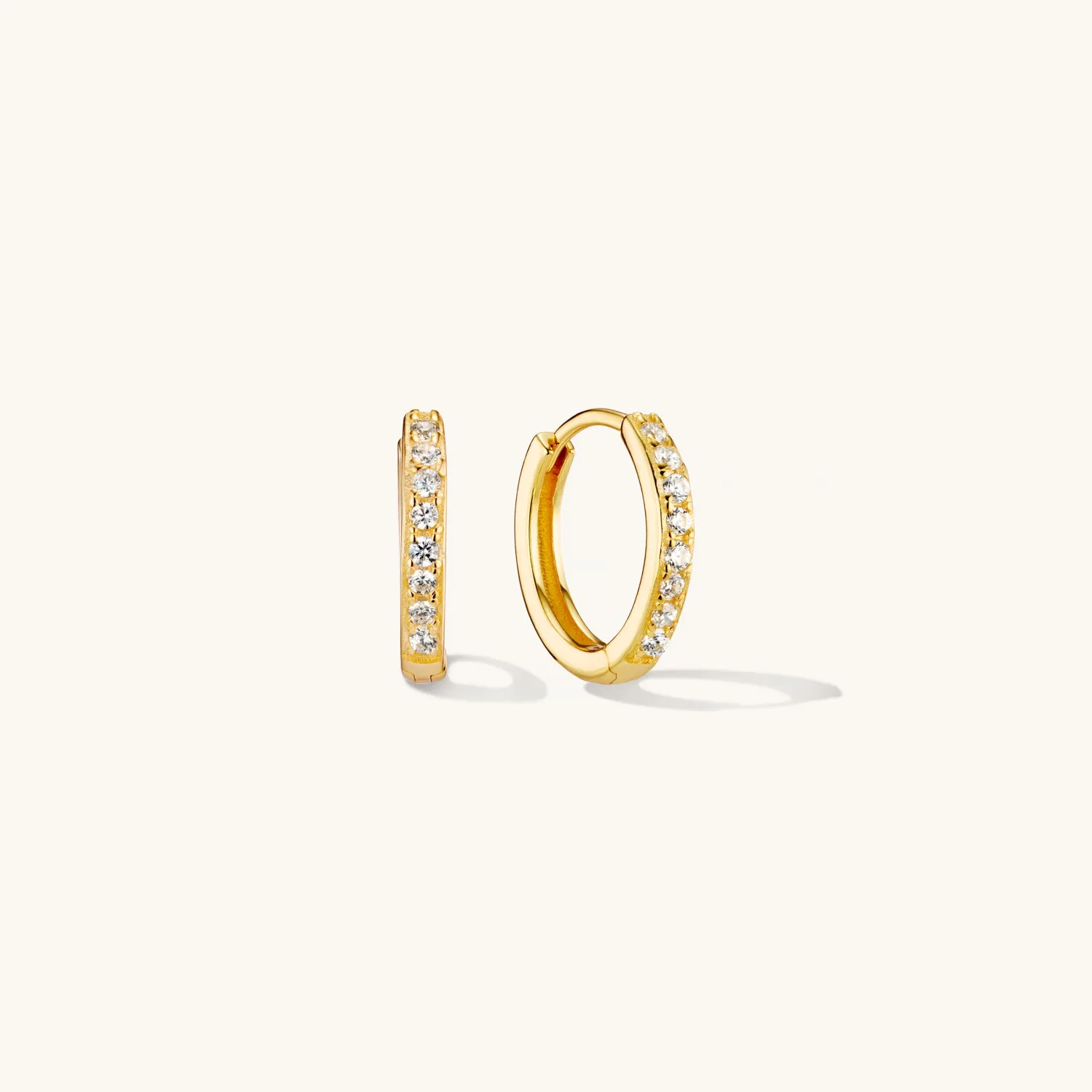 Small Pave Hoops Gold
