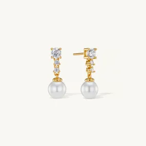 Solace Pearl Diamond Earrings Gold