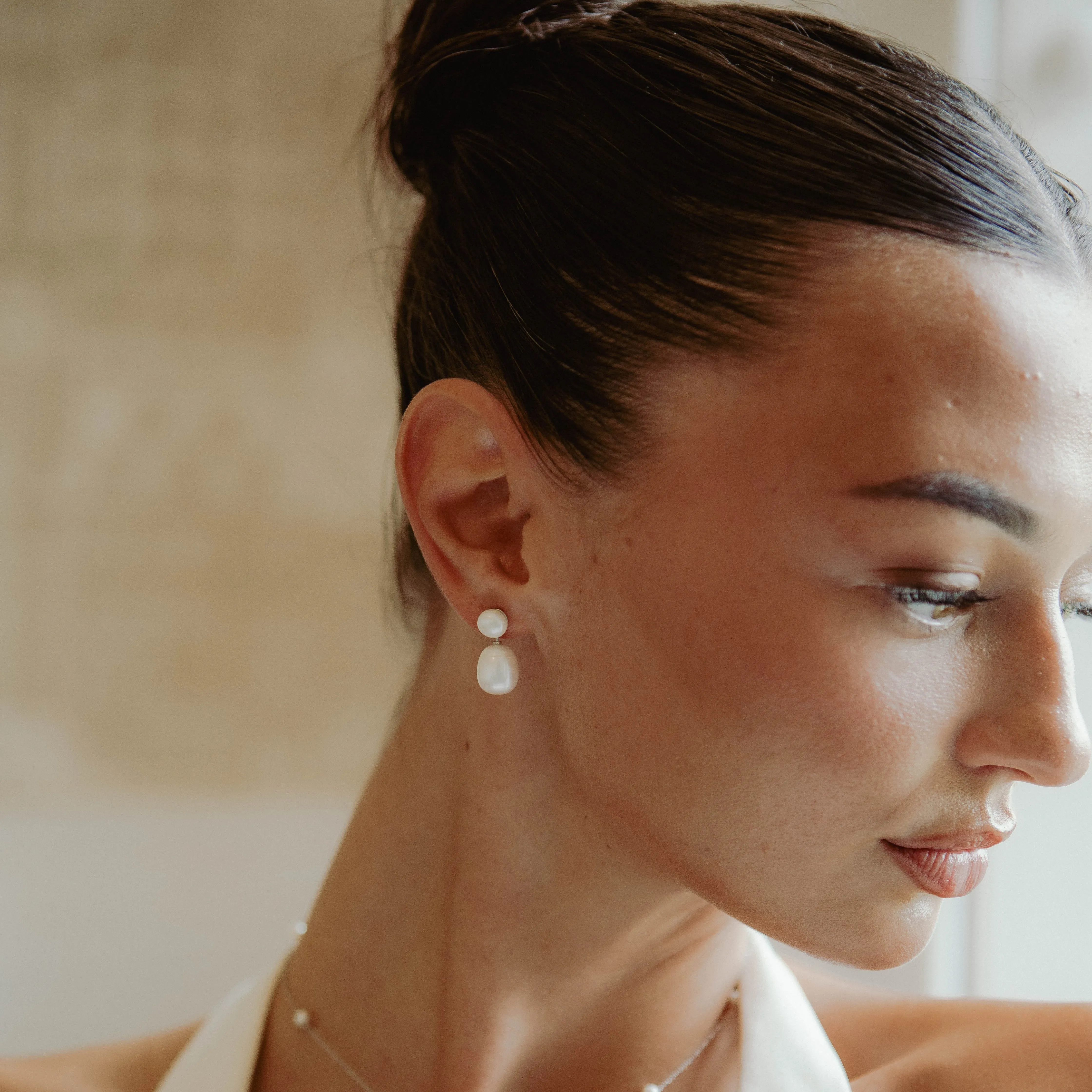 Soleil Pearl Earrings Silver