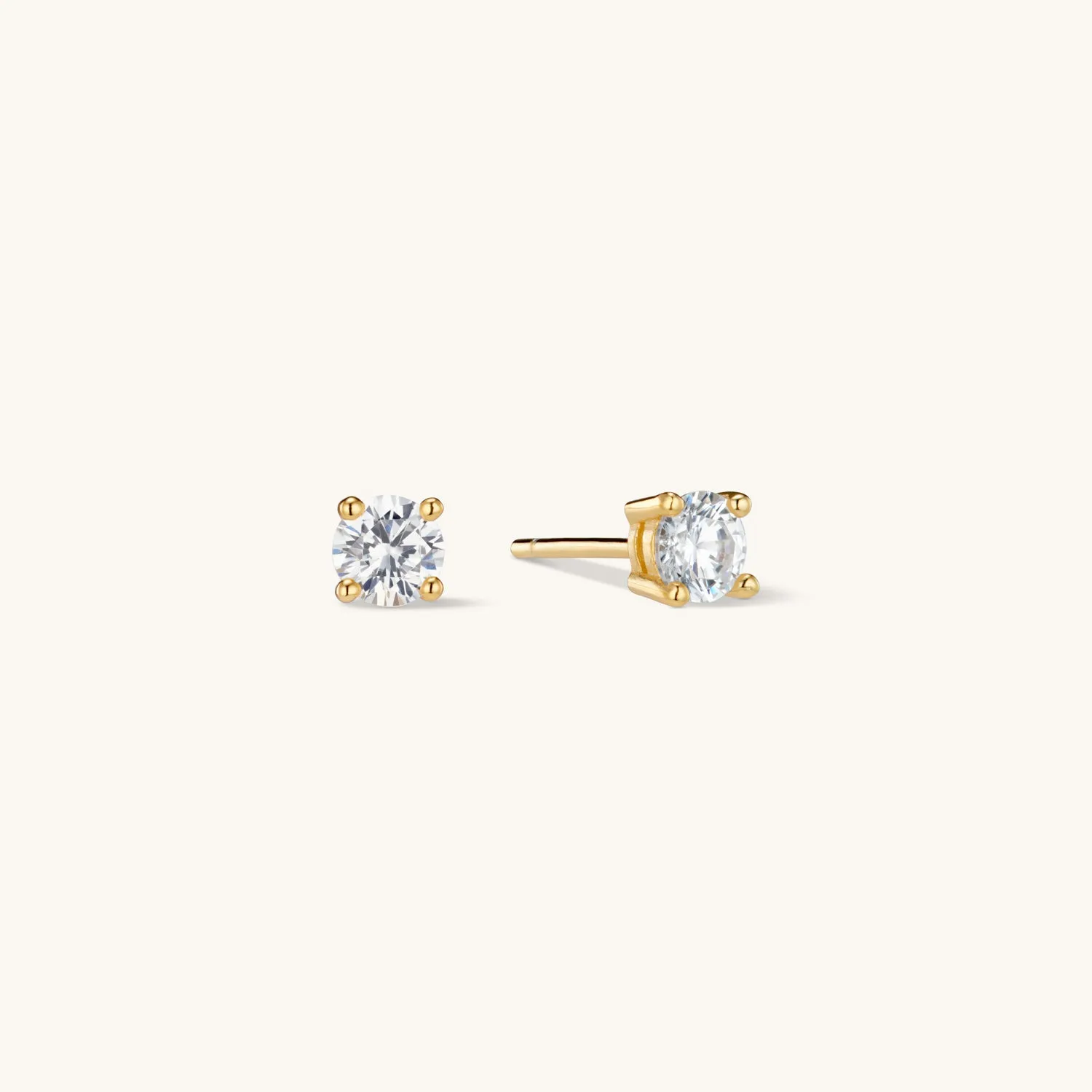 Solid Gold Crystal Stud Earrings