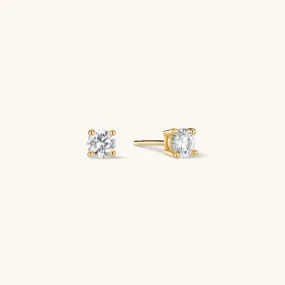 Solid Gold Crystal Stud Earrings