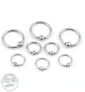 Stainless Steel Captive CZ Fixed Bead Ring